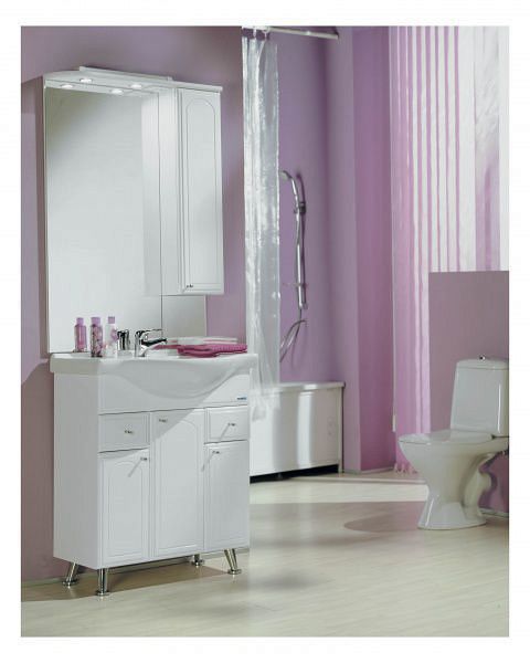 Зеркало-шкаф Акватон "Майами 75" (цвет белый, левое)