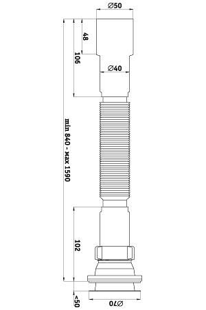G116 Гофросифон 1 1/2*40х50 "АНИ" (удлиненный 840-1590 мм)